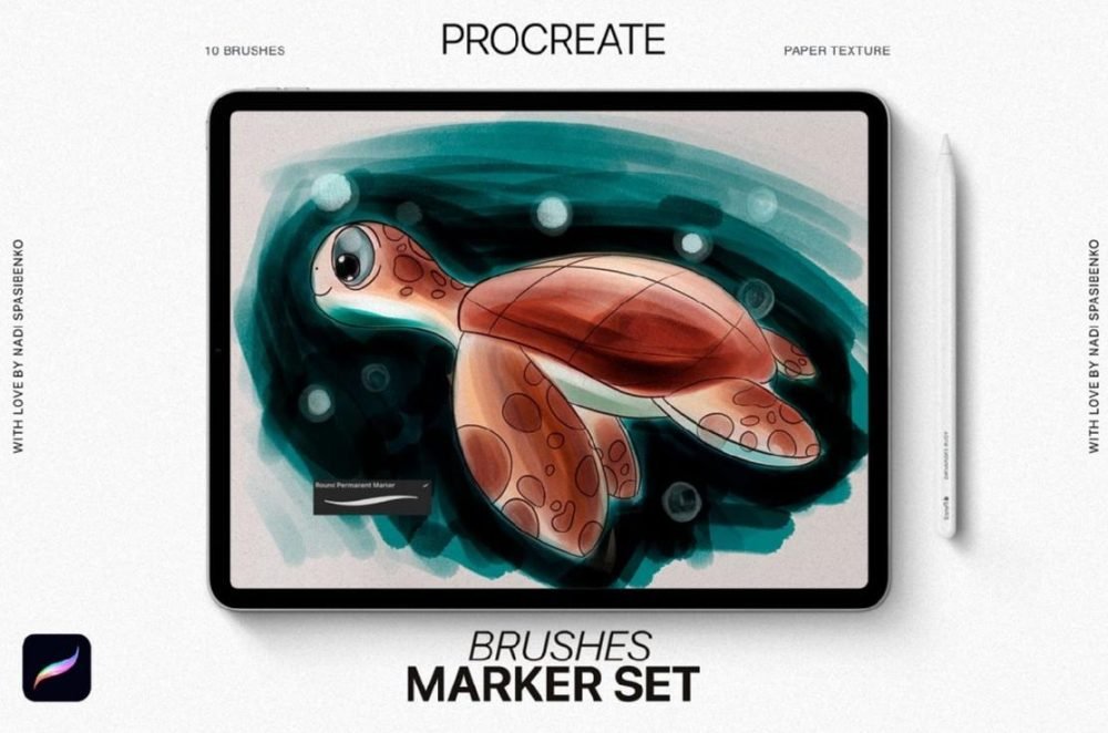[creativemarket] Кисти в виде реалистичных маркеров для Procreate / Realistic Marker Brushes for Procreate (Spasibenko Art)