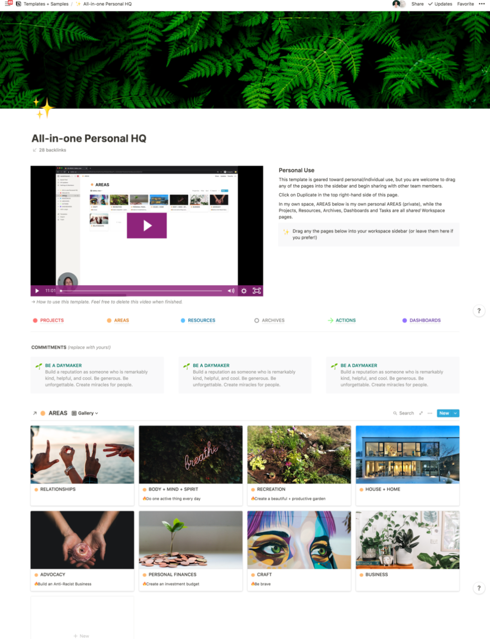 [Notion] Набор шаблонов All-In-One Personal HQ V2 (Marie Poulin)